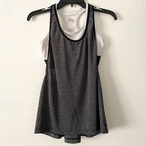 Nike Grey Tank with white sports bra